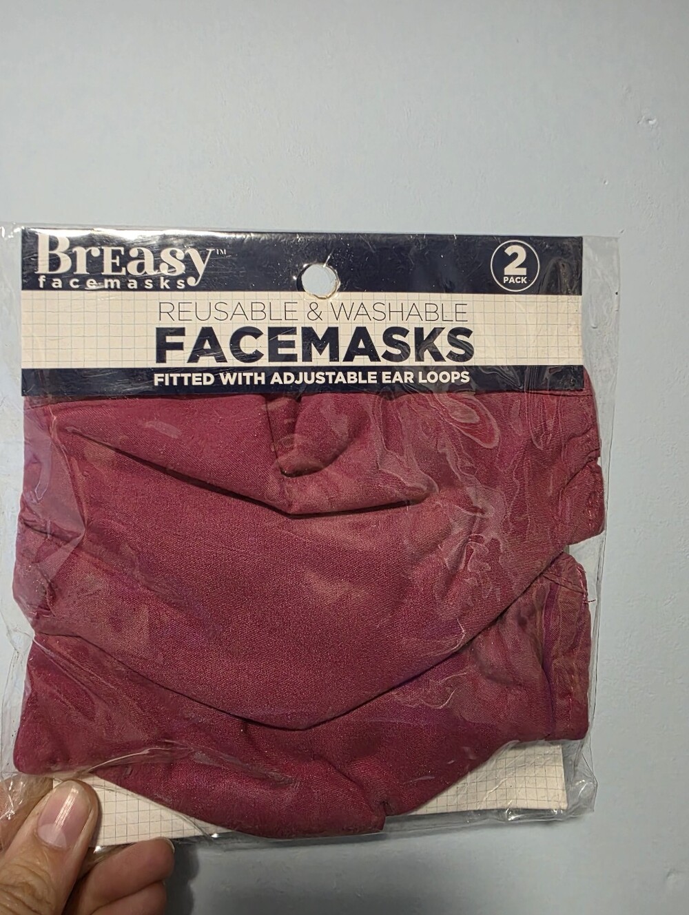 Breasy Reusable Face Masks - Burgundy (2 Pack)
